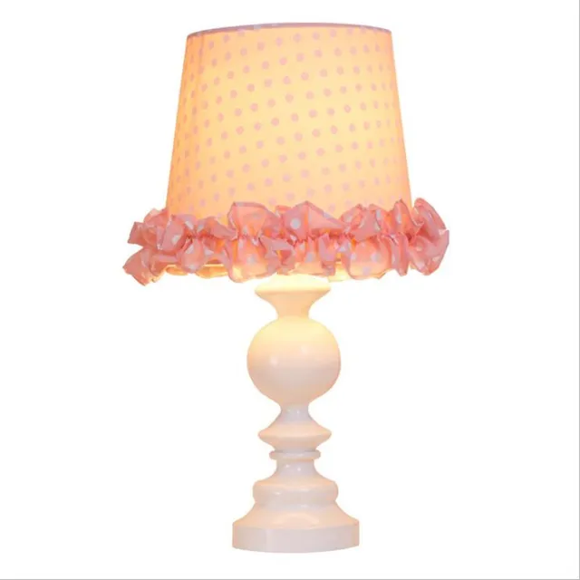 Lovely Romantic Princess Pink Resin Fabric E27 Table Lamp for Bedroom