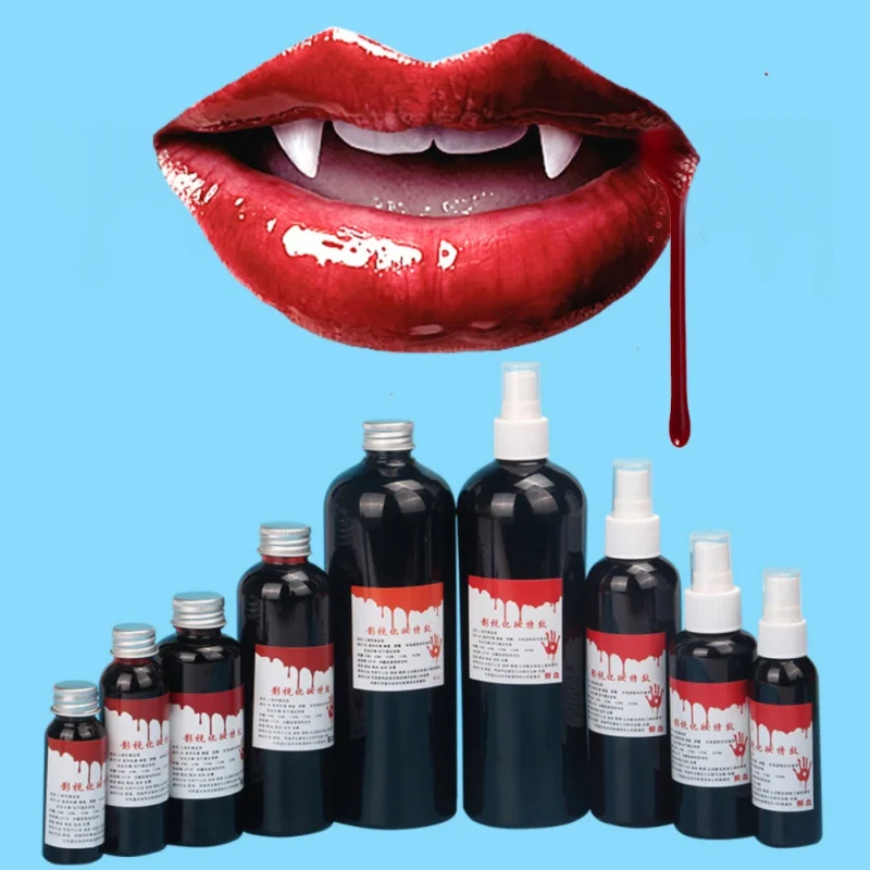 

30ML Halloween Costumes Funny Fake Blood Scary Halloween Make Up Party Favors Decorations Accessory 1 Fl.oz Bottle