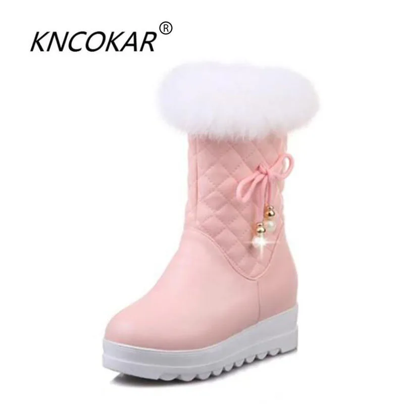 

KNCOKAR Warm winter winter warm cotton shoes thickened h little girl flat student princess short boots