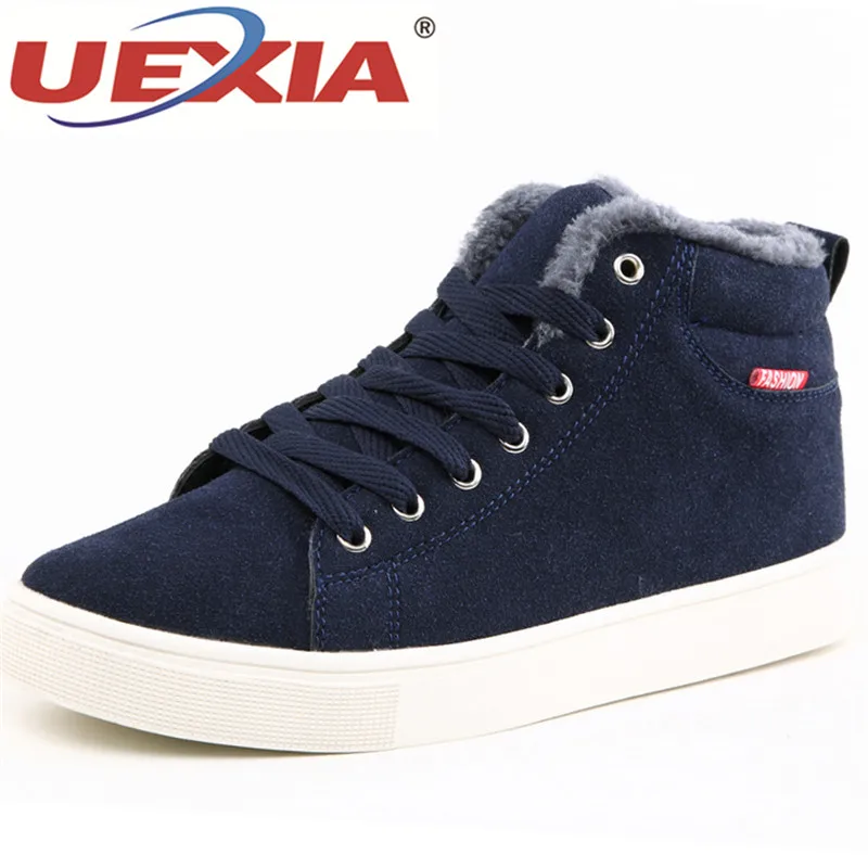 

UEXIA Men Boots Winter Shoes Men Canvas Denim Boots Plush Warm Winter Breathable Canvas Work Snow Boots Plush Fur
