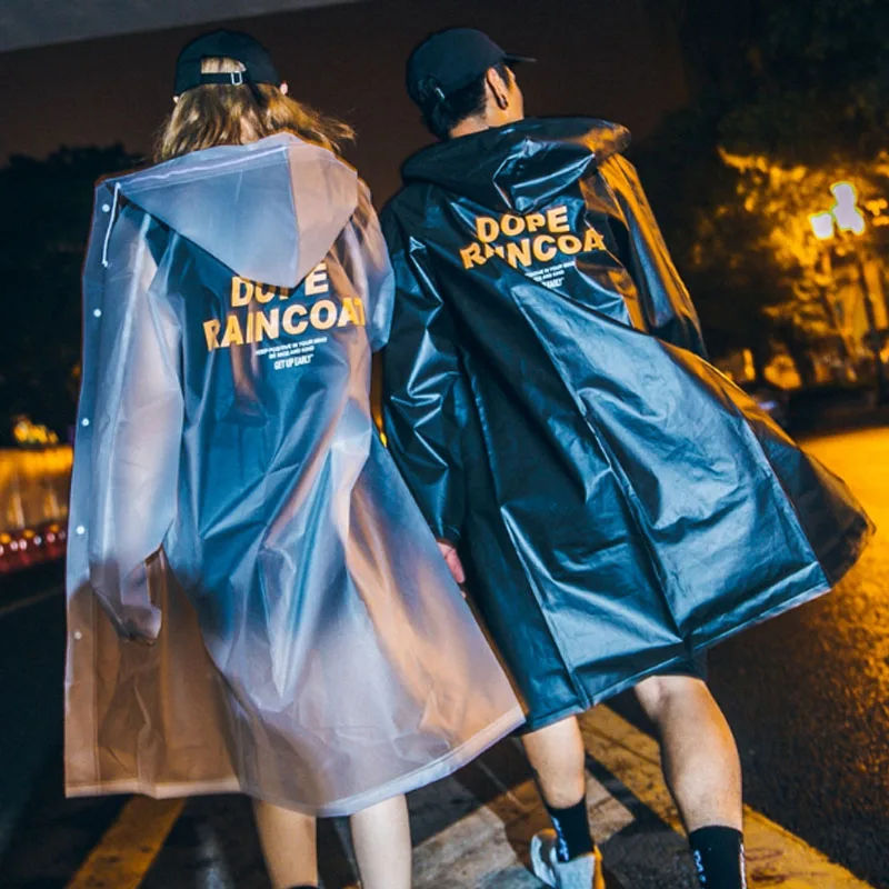 

Geekinstyle Street style ins tide brand Waterproof raincoat transparent long couples relaxed simple raincoat adult one size