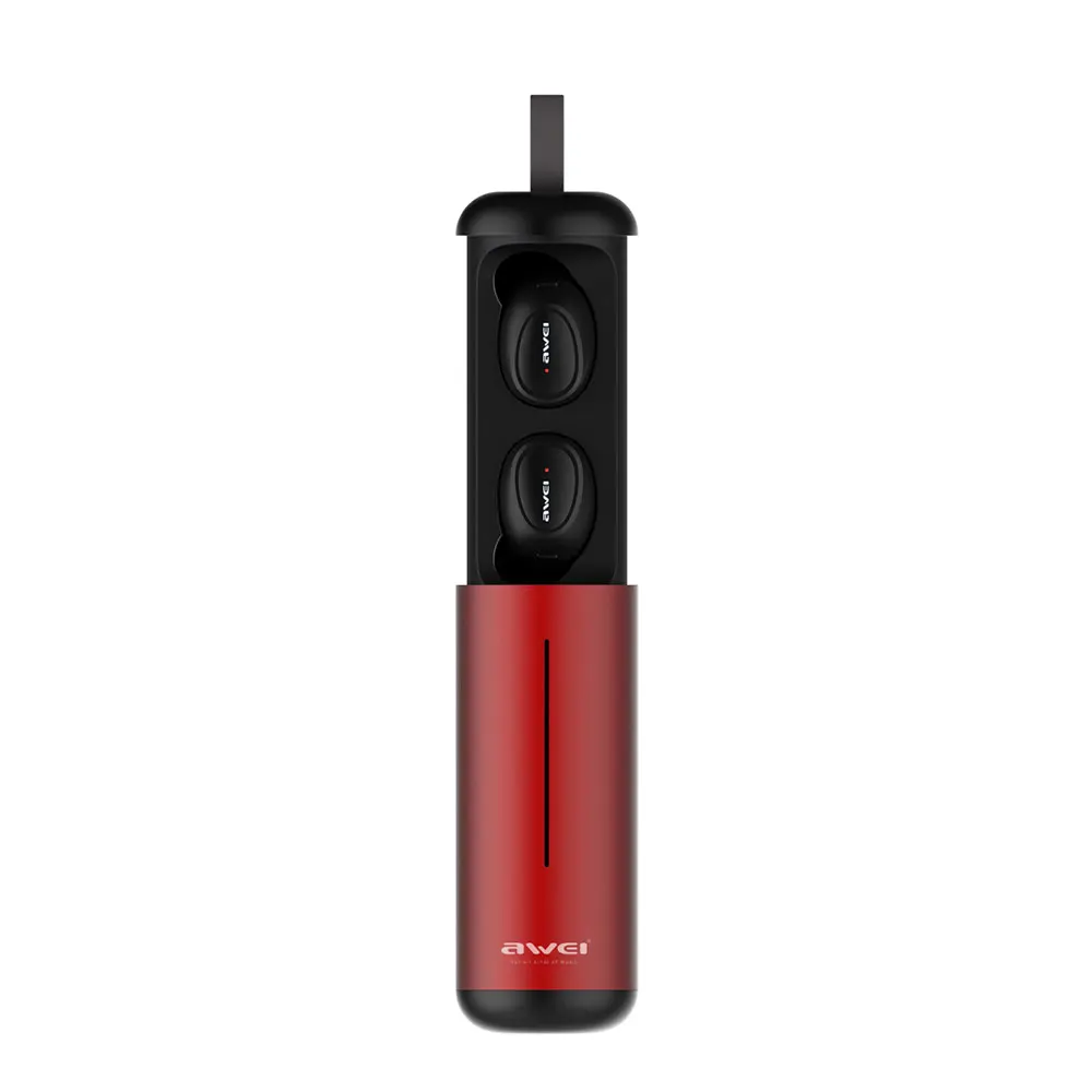Новые T5 TWS Bluetooth наушники с микрофоном настоящие беспроводные наушники Bluetooth 5,0 гарнитура с зарядным чехлом для телефона 4 цвета - Цвет: Красный