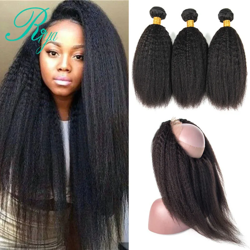 kinky straight  bundles with 360 lace frontal closure  (6)