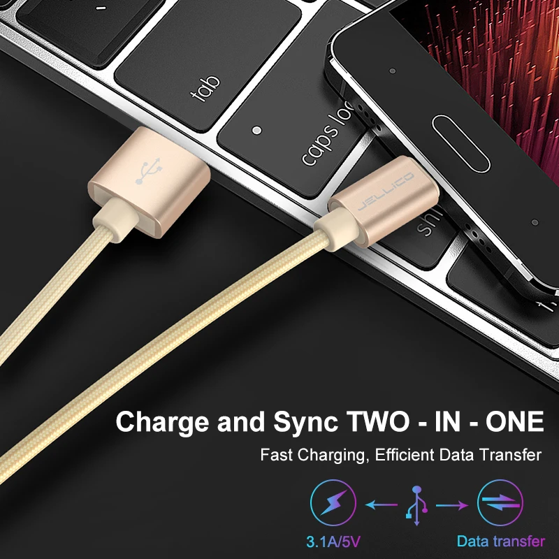 Jellico Micro USB кабель 2.4A телефон Быстрая зарядка для samsung huawei Xiaomi Redmi нейлоновый