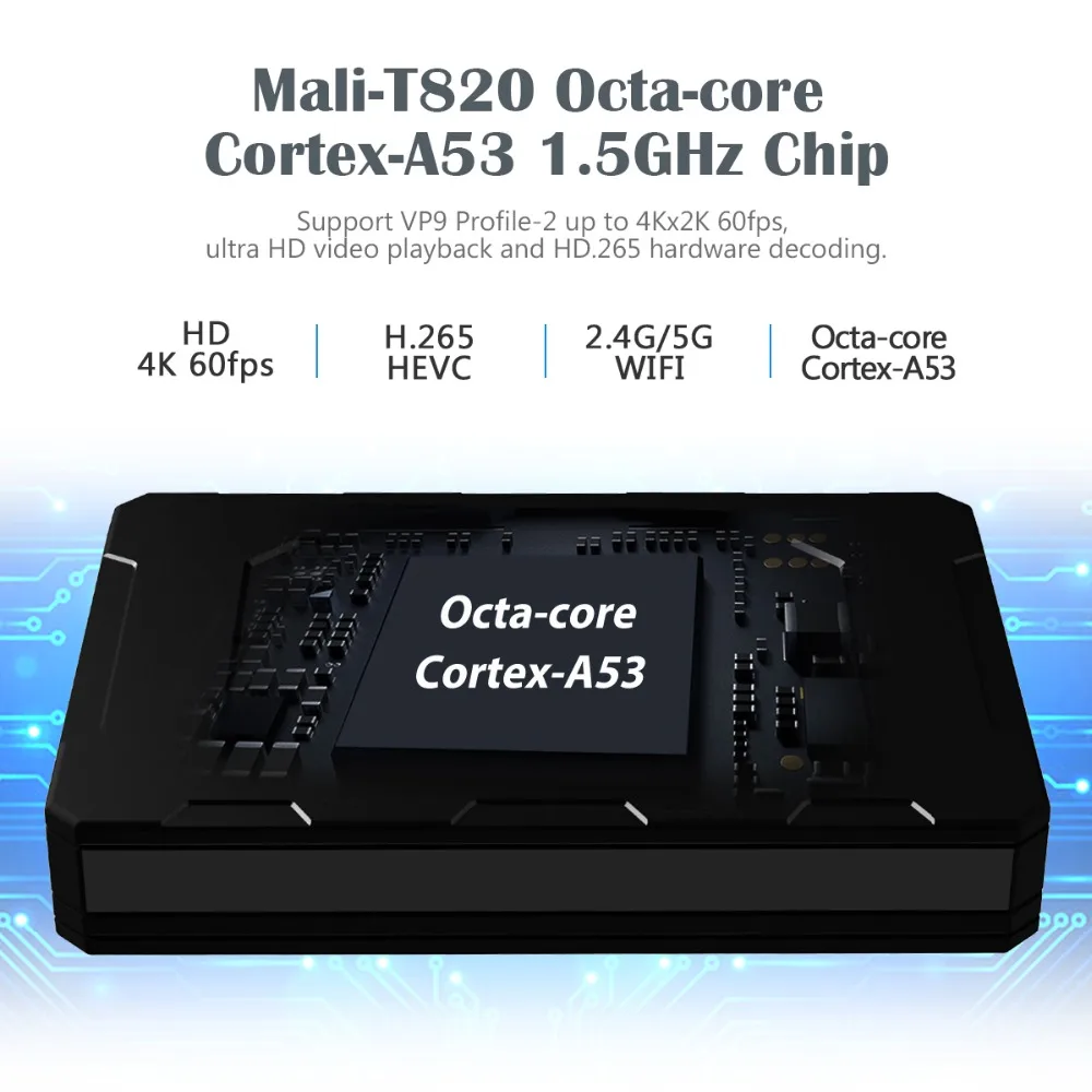 Excelvan EX T2 Android 6.0TV Box Восьмиядерный Cortex A53 Mali T820 беспроводной BT 4 0 TV BOX EU 2 4G/5G Wifi с