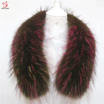 

100% Natural Jackets Fur Collar Real Raccoon Fur Women Scarves Winter Coat Female Neck Cap Long Warm Genuine Fur Scarf 75*16cm
