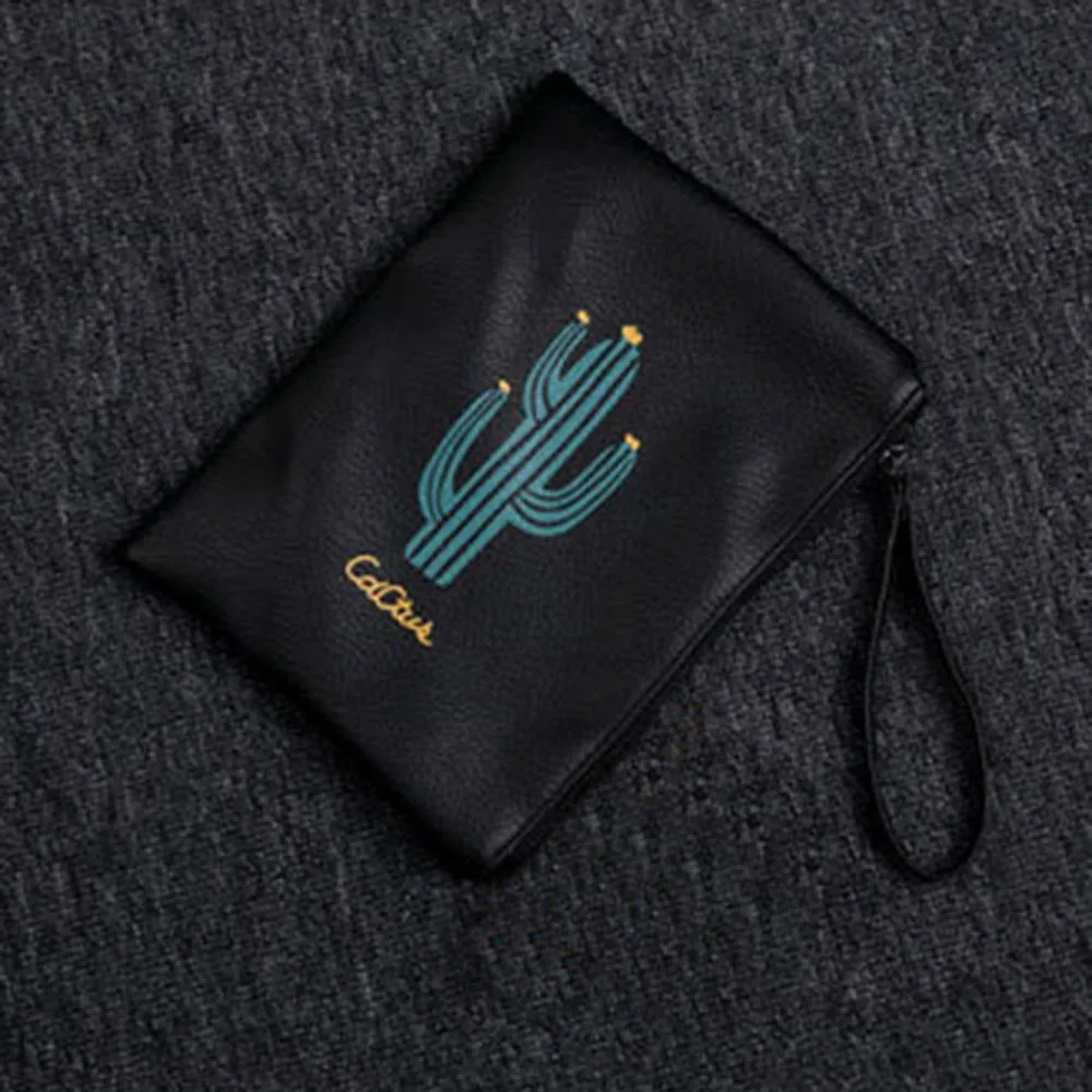 Модная Высококачественная косметичка для путешествий из искусственной кожи С КАКТУСОМ большой емкости для женщин Водонепроницаемая сумка для телефона - Цвет: black