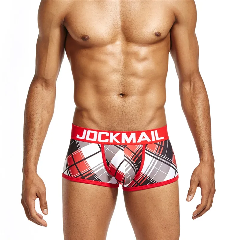 Jockmail Брендовые мужские Нижнее Бельё для девочек боксеры Шорты классический плед сексуальные трусики calzoncillos Hombre боксер Marca cuecas боксер гей