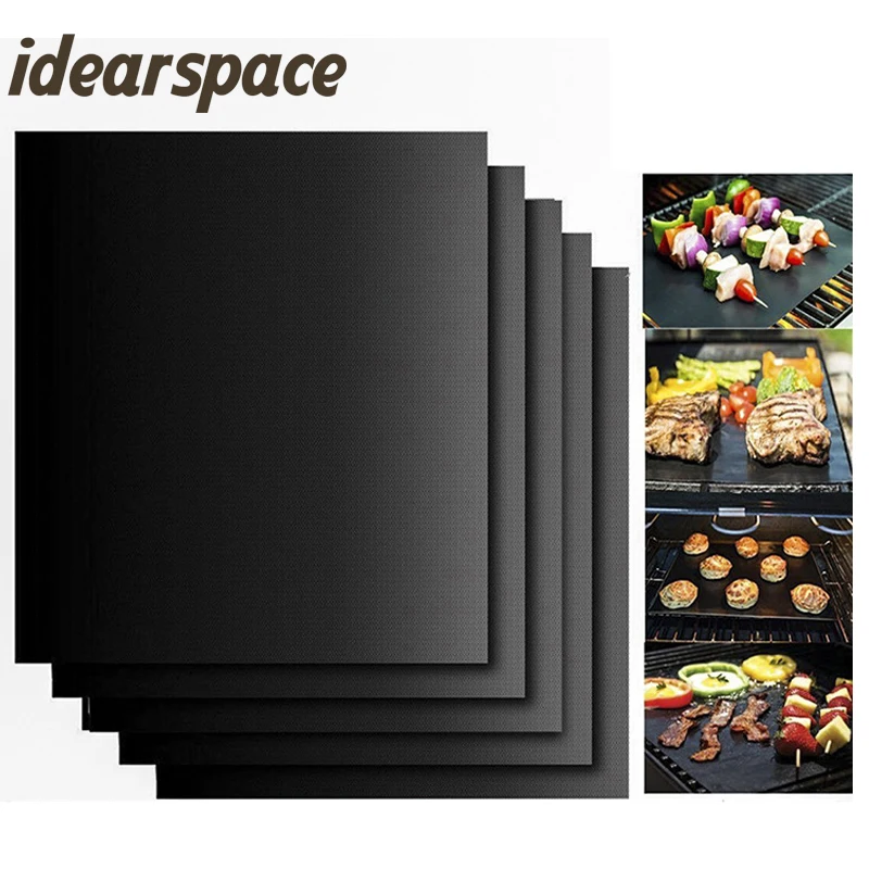 

idearspace 3pcs/lot Non-stick BBQ Grill Mat barbecue Mat Teflon baking Grilling met bbq accessories Easily Cleaned Kitchen Tools