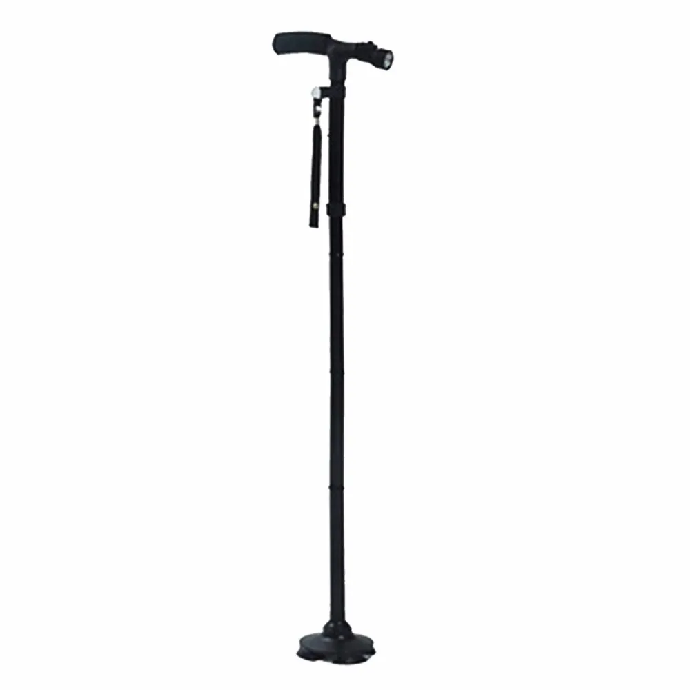 

Magic Cane Folding LED Light Safety Walking Stick 4 Head Pivoting Trusty Base For Old Man T Handlebar Trekking Poles Cane Black