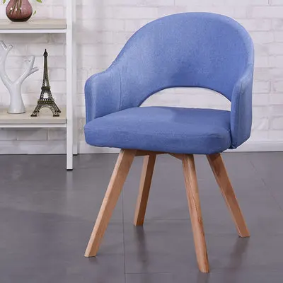 Луи Мода стул скандинавском твердой древесины один современный минималистский взрослых дома комфорт обратно кофе магазин стол - Цвет: Cowboy blue chair