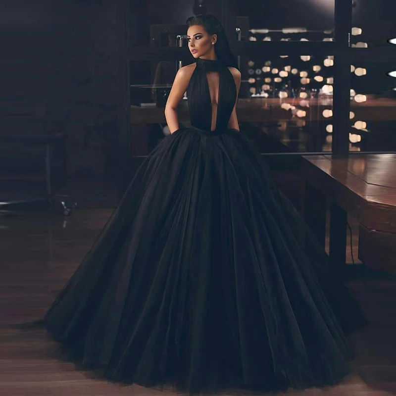 black dress with puffy skirt