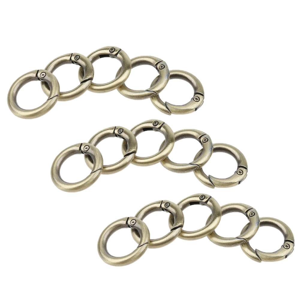15pcs Round Push Gate Open Hooks Spring Ring Key Ring Carabiner Snap Buckle Backpack Bag Accessories
