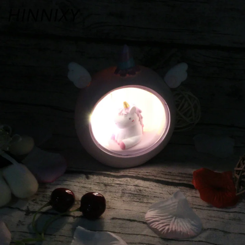 Hinnixy Единорог светодиодный ночник Розовый Синий Милая лампа для детей девочек