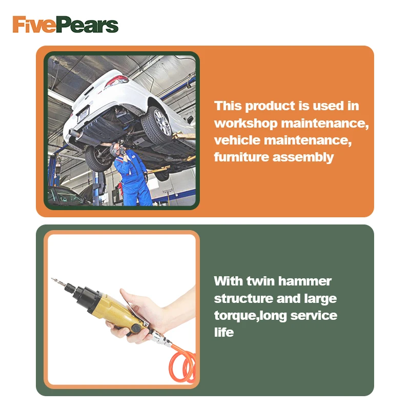 FivePears Pneumatic Large Torque Air Screwdriver 10H Professional Pneumatic Tools 3310 with Positive Inversion Speed Adjustment