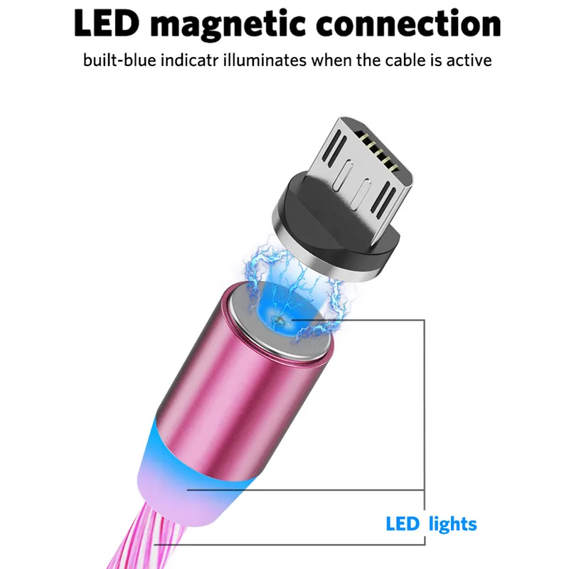 МАГНИТНЫЙ световой светодиодный светильник USB зарядное устройство кабель для iPhone Xs Max Micro type C зарядка A50 A70 P30 шнур Быстрая зарядка магнит