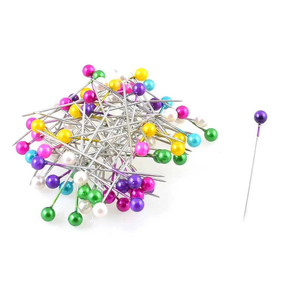 

Multicolor Faux Pearl Bead Needlework Sewing Crafts Ball Head Pin Needles 70 Pcs