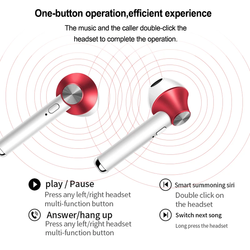 Portable Earphones Wireless Sports 5.0 Automatic Pairing Earbuds Dual Ear Stereo Sound Device With Mic Hands-free Calls