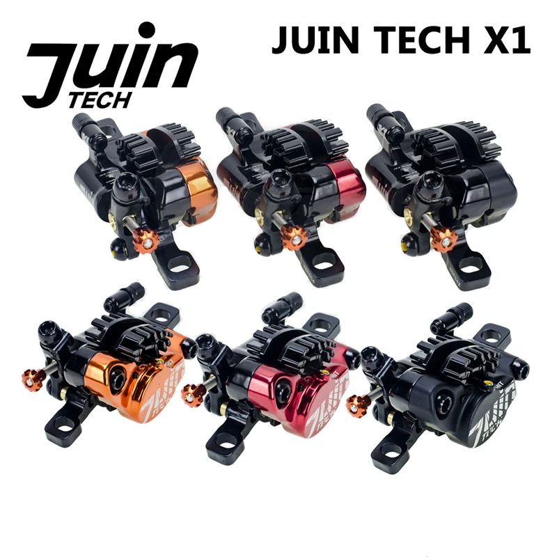 Juin Tech X1 Гибридный гидравлический Дорожный дисковый тормоз Расширенный трос тяга суппорта w/охлаждающий плавник черный/красный/оранжевый дорога | циклокросс(CX) 3