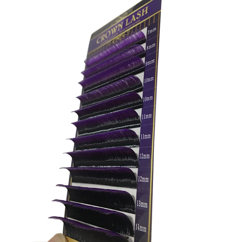 CrownLash 2tone color Ombre Фиолетовый C D-0.07 7-15 мм двойной цвет фиолетовый объем наращивание ресниц