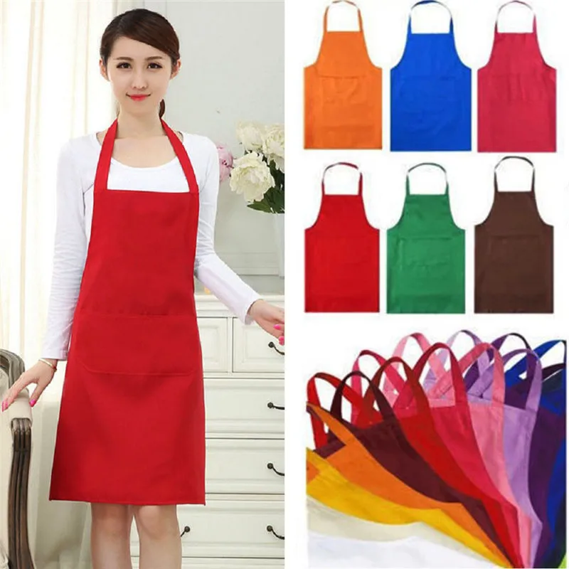 

1Pcs Pure Color Cooking Kitchen Apron For Woman Men Chef Waiter Cafe Shop BBQ Hairdresser Aprons Kitchen Accessories