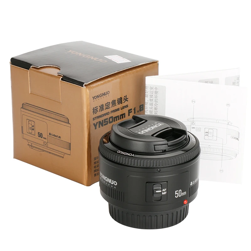 Объектив YONGNUO YN50mm YN50 F1.8 EF 50 мм AF MF для камеры Canon Rebel T6 EOS 700D 750D 800D 5D Mark II IV 10D