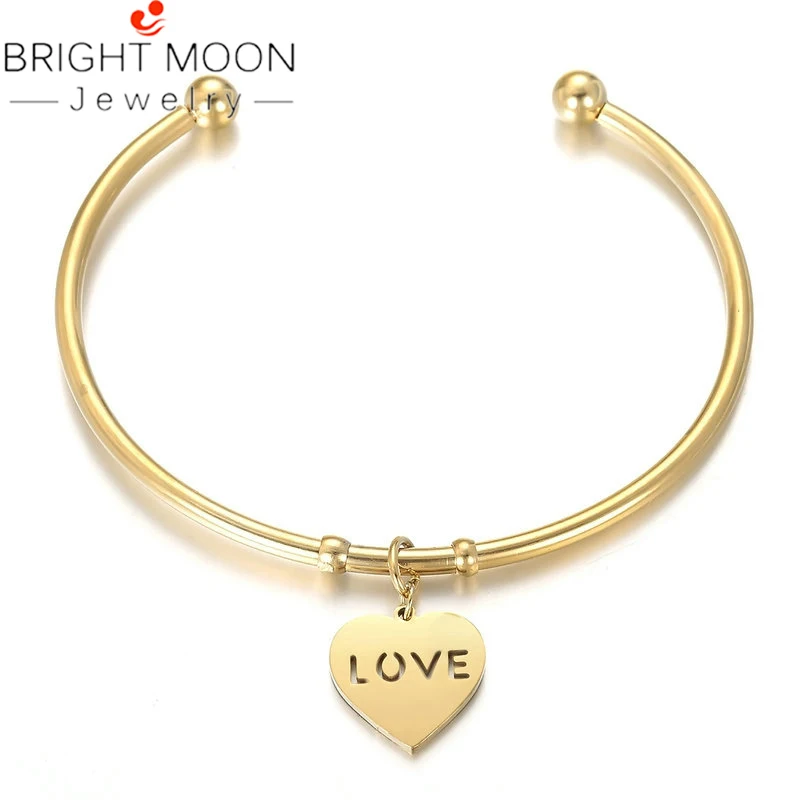 Bright Moon Новое поступление золотые браслеты милое сердце слон с подвесками браслет