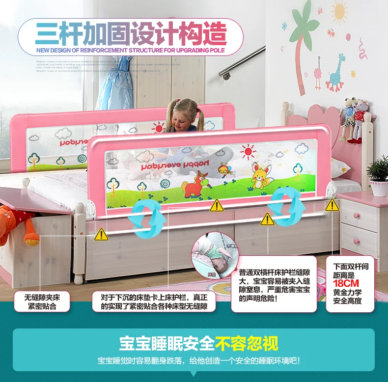 Infantil Cama Cerca Berço Guardrail Bebê Bar 1.8 2 m Bloco Quebrar-resistente 5 Mamãe e Bebê