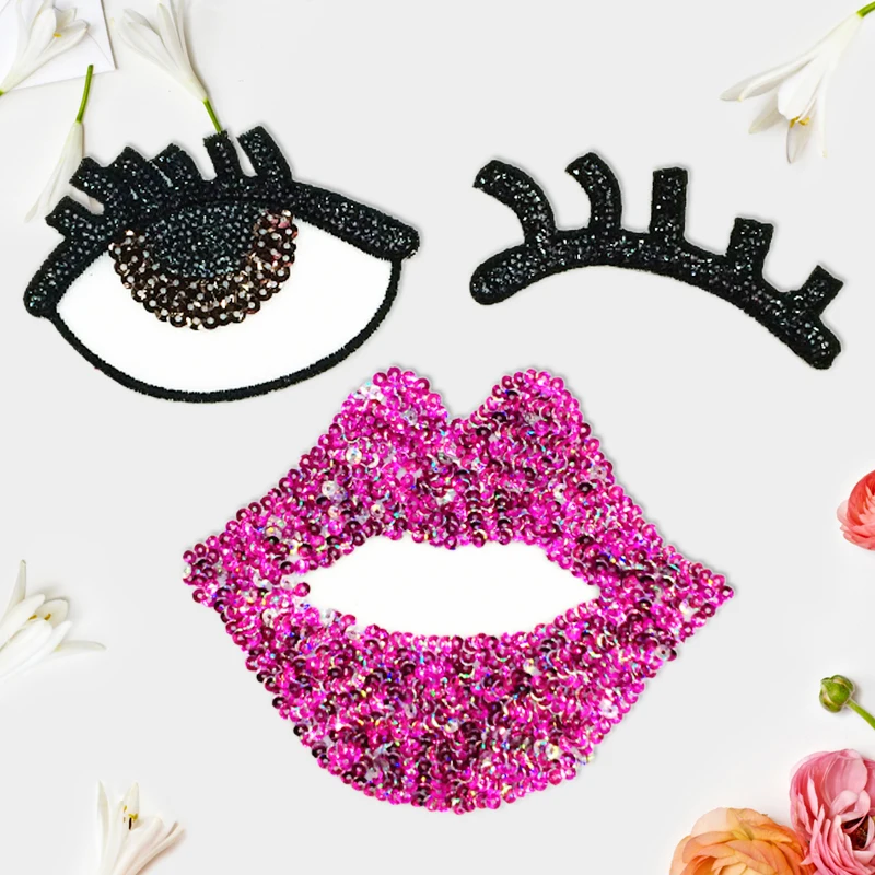 1 компл. блесток Bling розовый для губ с blink Средства ухода век Вышивка пришить патч