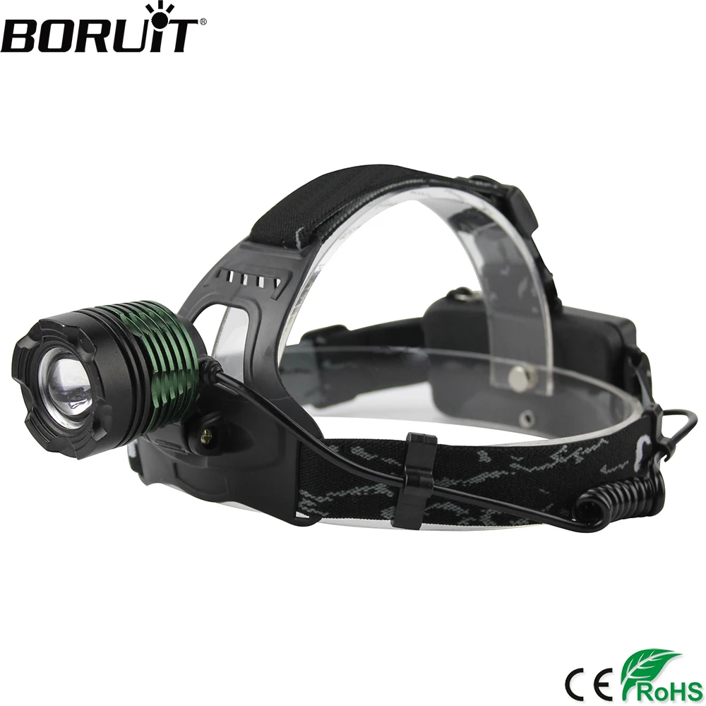 

BORUiT 1000LM XML T6 LED Headlight 3-Mode Zoom Headlamp Rechargeable Head Torch Camping Flashlight Hunting Frontal Lantern