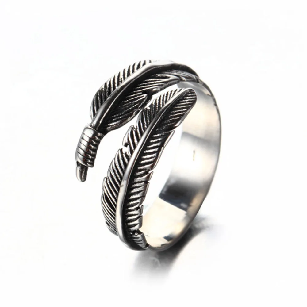 

new Silver color Do The Old Feather Open Rings For Women Ancient Style Lady Prevent Allergy jewelry free shipping