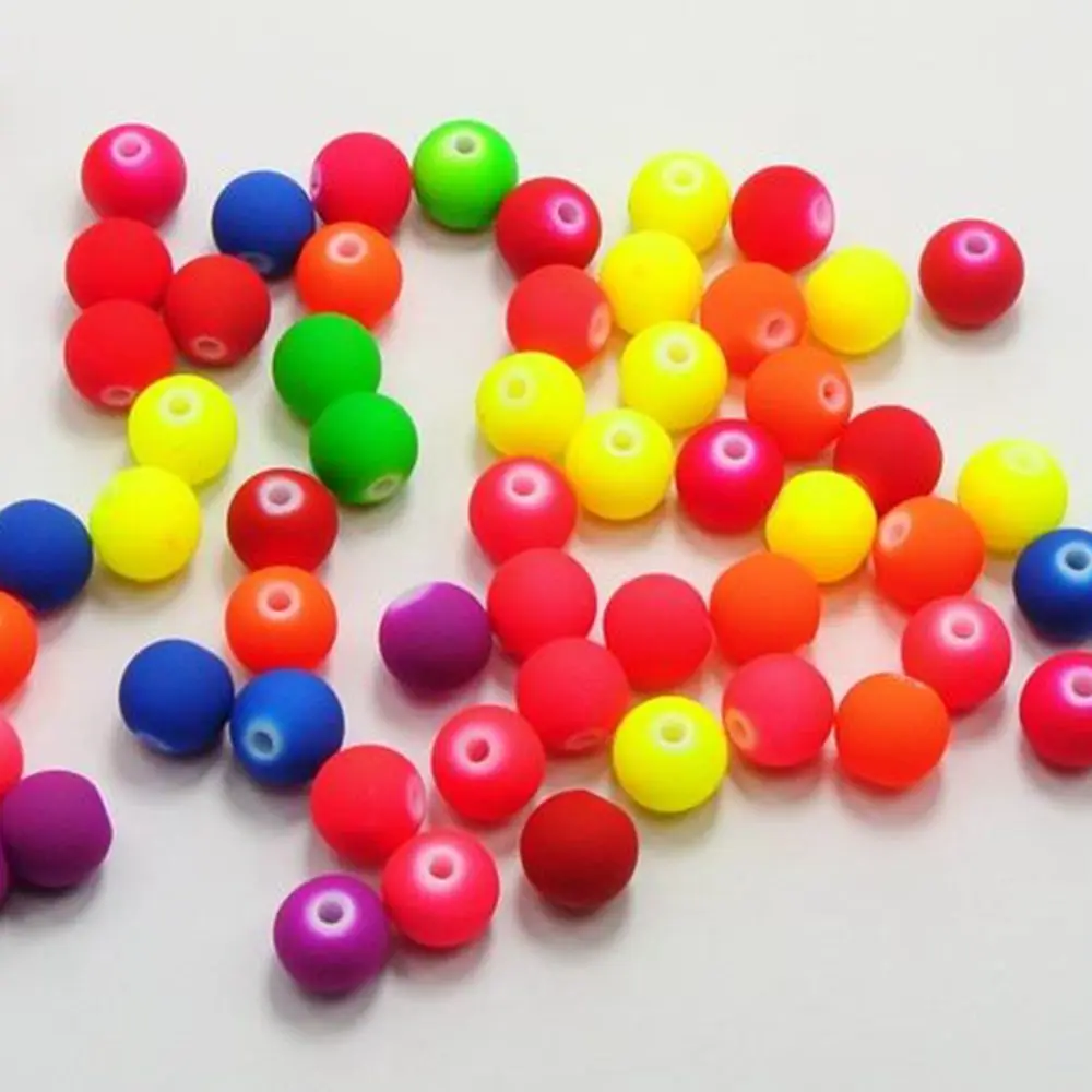 

Good Quality 6/8/10mm Multi Candy Color Acrylic Rubber Beads Neon Matte Round Spacer Loose Beads Jewelry Handmade Diy