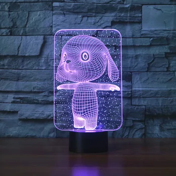 

3330 Carton Rabbit Bunny 3D LED Lamp Atmosphere lamp 7 Color Changing Visual illusion LED Decor Lamp