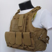 Amphibians combat Molle design military Tactical Hunting vest sand color WIRE STEEL IN 800D material
