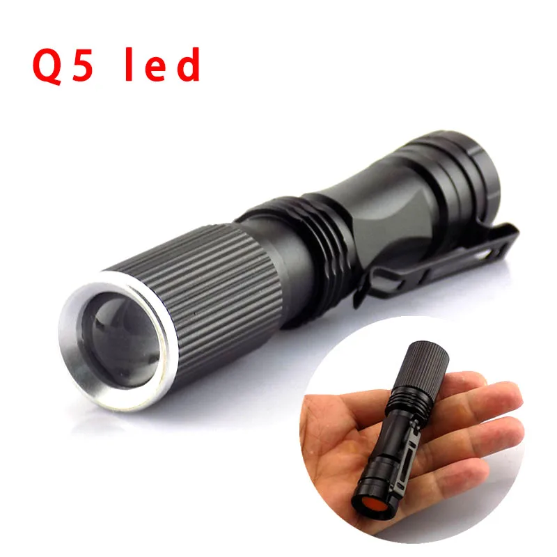 LED Flashlight AAA Q5 Zoomable Torch Pocket Light Powerful Tactical Flash Lamp