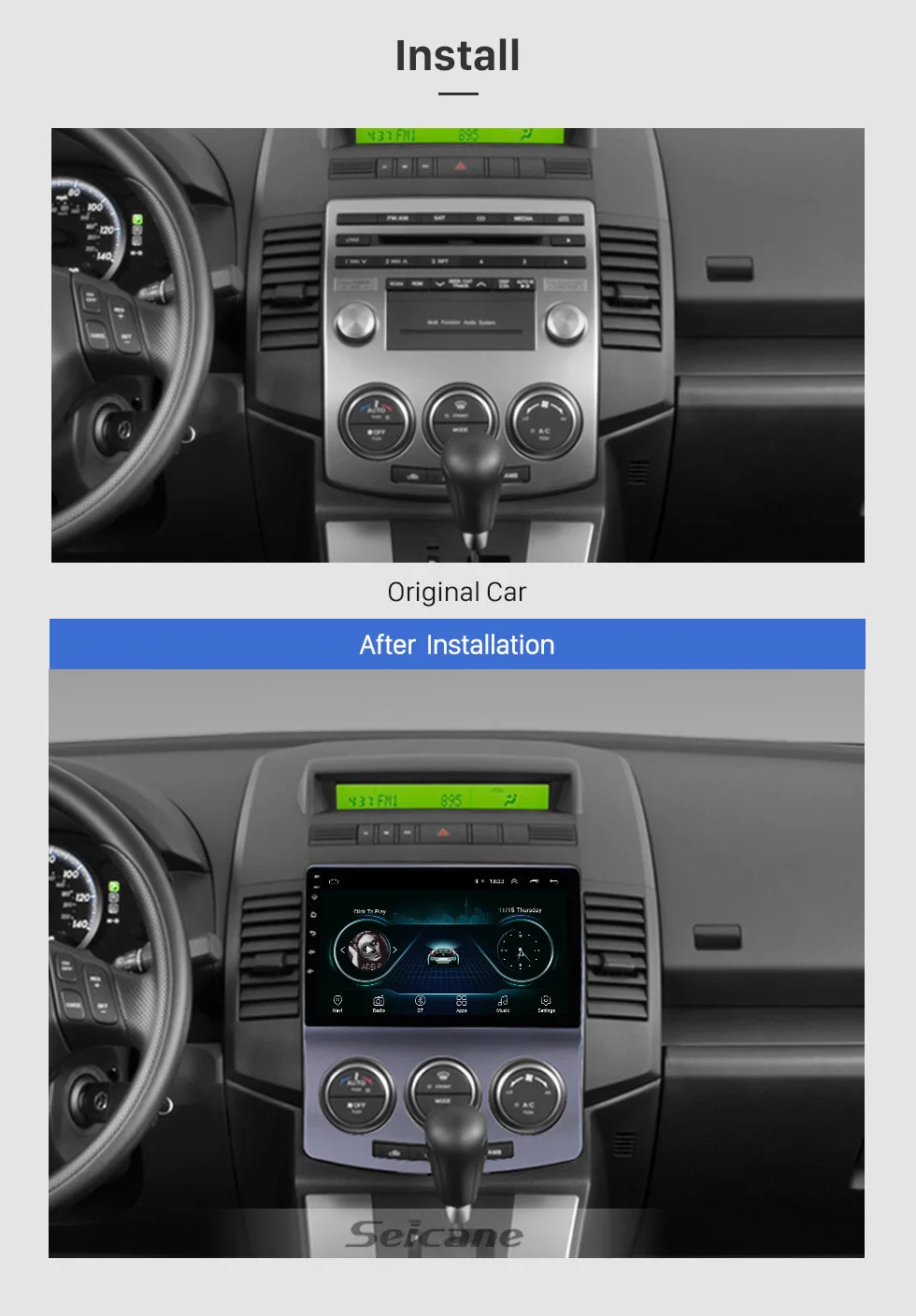 Sale Seicane 9 Inch 2Din GPS Head Unit Android 8.1 For 2005-2010 Old Mazda 5 Car Stereo Multimedia Player With Bluetooth Mirror Link 2