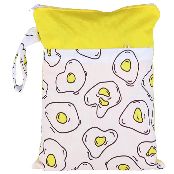 [Simfamily] 1 шт. многоразовая водостойкая сумка для влажных и сухих подгузников с 3Dprinted PUL Bolso, двойной карман, тканевые сумки с ручками, 28x36 см - Цвет: NO17