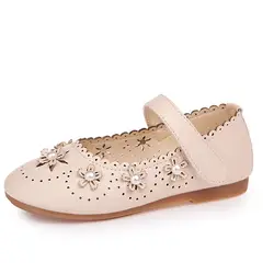 JGVIKOTO обувь на плоской подошве для девушек модные мягкие туфли принцессы для малышей для больших девочек цветочный с жемчугом вырезы