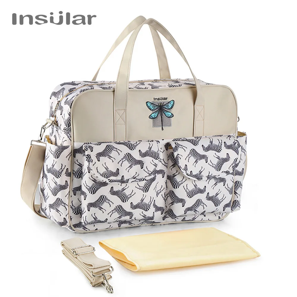 Insular New Style Waterproof Diaper Bag Large Capacity Messenger Travel Bag Multifunctional Maternity Mother Baby Stroller Bags - Цвет: Zebra