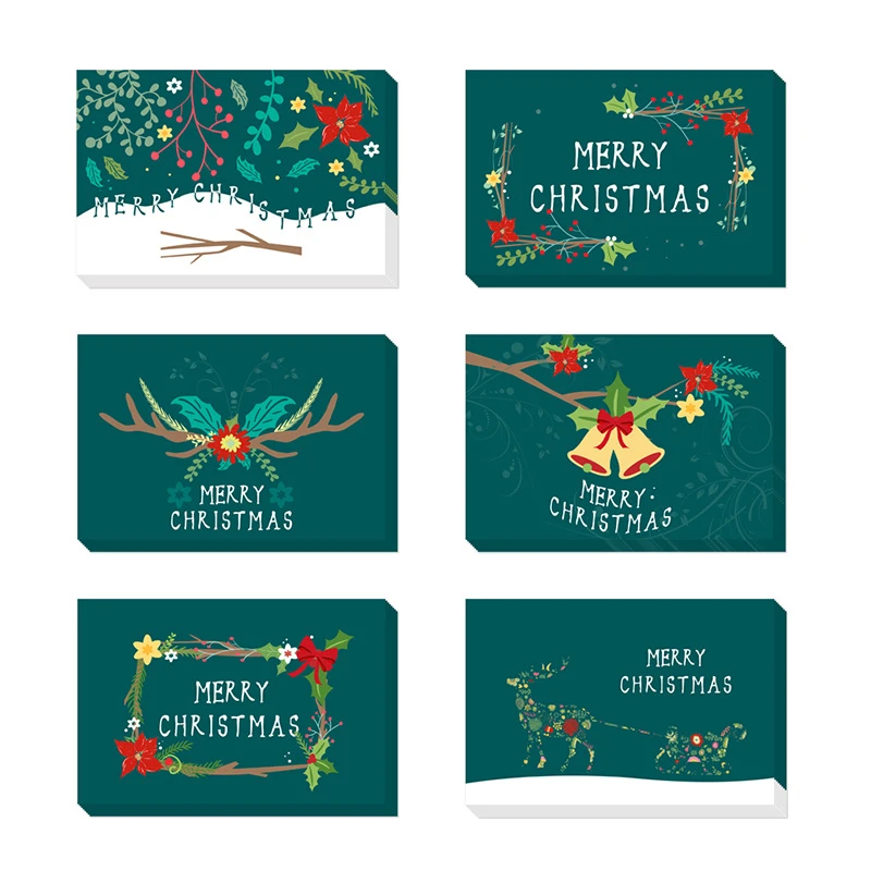 48 ピース ロットグリーンヴィンテージクリスマスカード封筒アマゾン販売クリスマスグリーティングカードクリスマスポストカードプレゼントカード Aliexpress Home Garden