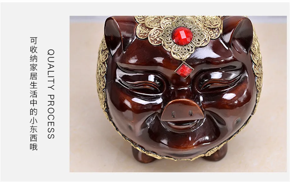 Gift For Child Luxury Resin Crafts Ornaments Creative Home Furnishing Decoration Pig Money Box Bedroom Living Room (3)