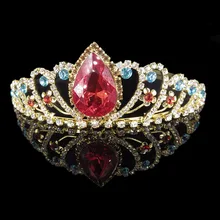 Золотистый/серебристый Принцесса Корона с кристаллами тиара цветок Дети Девочка Свадьба День рождения выпускного вечера свадебные аксессуары для волос