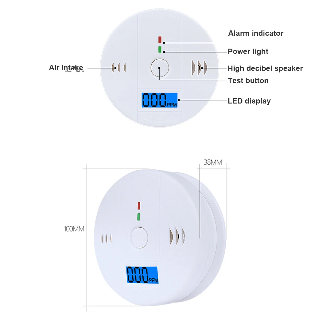 

LCD CO Carbon Monoxide Smoke Detector Alarm Poisoning Gas Warning Sensor Monitor Device OD889