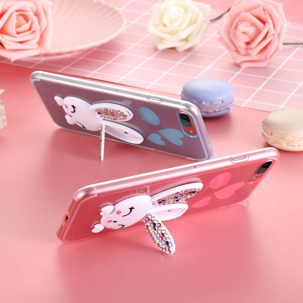 Чехол KISSCASE для Apple iPhone 5 SE модный прозрачный Блестящий 3D чехол с кроликом 6 7 милый