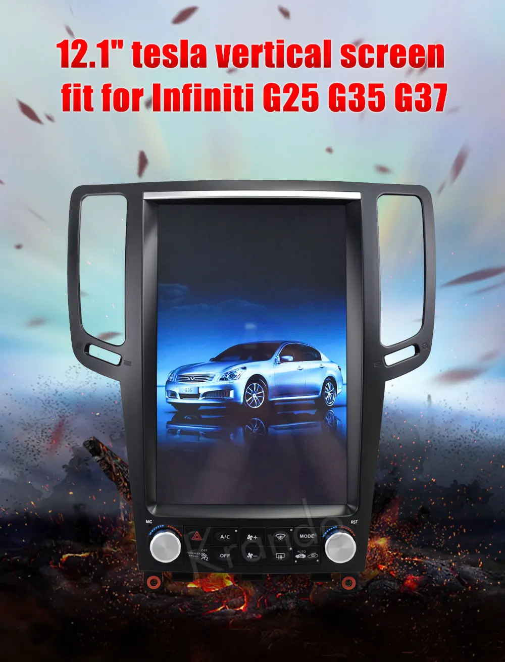 Clearance Krando Android 7.1 12.1" Tesla Vertical car audio radio player for Infiniti G25 G35 G37 gps navigation multimedia system 0