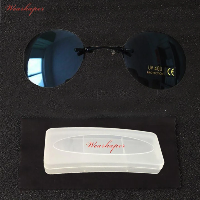 

WEARKAPER Matrix Morpheus Style Round Rimsless Sunglasses Men Brand Design Clamp Nose Sun Glasses Oculos De Sol