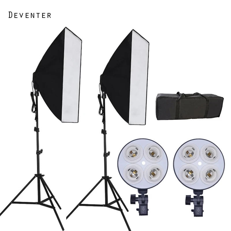 

Photography Photo Portrait Studio Light continuous lighting kit +2softbox diffuser + 2Light Stand Tripod&8 E27 lamp holder CE