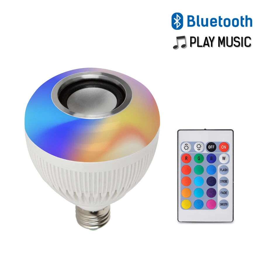 

LED Bluetooth Music Remote Control Light Bulbs 7+3W 110V-265V Wireless Color Changing Light Bulb RGB+White Bluetooth Sound Bulb