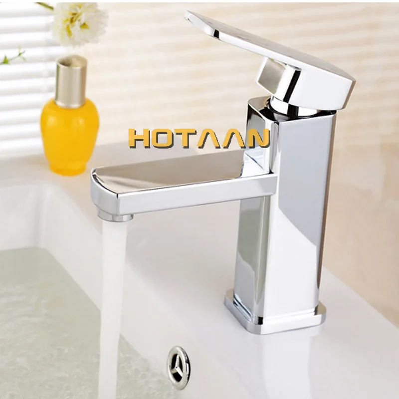 Hotaan Modern Style Free Shipping Basin Faucet Cold and Hot Water Mixer Torneira Da Bacia Single Handle Bathroom Tap