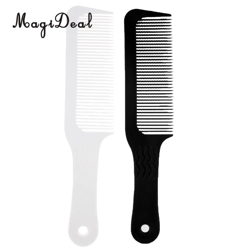 2pcs Plastic Clipper Barber Hair Cutting Styling Combs for Blending Tapering Flat Tops- 9.3inch Black White